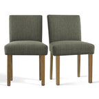 Expandable Dining Table Set for 8, Rectangular Table with Removable Leaves and Armless Linen Chairs, Featuring Solid Wood Legs-Panipeachy