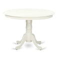 3-Piece Linen White Finish Solid Wood Top-Round Upholstered Dining Room Set-Seats 4