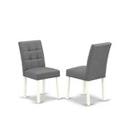 HomeStock Linen White Round Dining Table Set with 4 Chairs Modern Style DLAS5-WHI-41