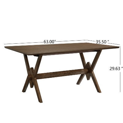 Christopher Knight Home Simon 5 Piece Mid-Century Modern Rubberwood Dining Set with Boucle Upholstered Chairs