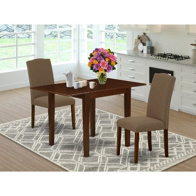 HomeStock 3-Piece Mahogany Finish Solid Wood Top Dining Table Set