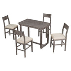 5-Piece Farmhouse Counter Height Dining Table Set with 1 Rectangular Dining Table and 4 Dining Chairs for Small Places - ModernLuxe