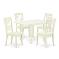 HomeStock 5-Pc Linen White Finish Solid Wood Top - Dining Room Set - Seats 4