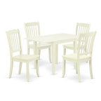 HomeStock 5-Pc Linen White Finish Solid Wood Top - Dining Room Set - Seats 4