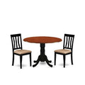 Kitchen Dining Set - Round Table with 2 Wood Chairs - Modern Dining Room Furniture