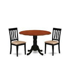 Kitchen Dining Set - Round Table with 2 Wood Chairs - Modern Dining Room Furniture