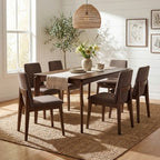Christopher Knight Home Mireya 7 Piece Rustic Rubberwood Fabric Upholstered Dining Set