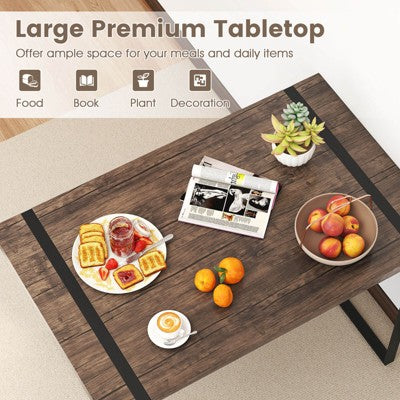 Costway 47 Dining Table Set for 4, Wooden Kitchen Table with 2 Chairs & Bench, Metal Frame