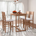 5 Pieces Counter Height Dining Set for 4, Farmhouse Wooden Bar Table Set with 4 Upholstered Chairs for Small Places