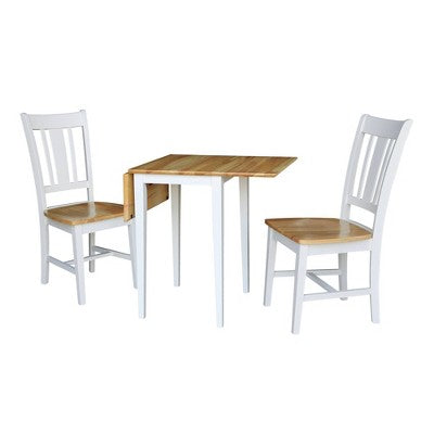 International Concepts Small Dual Drop Leaf Dining Table with 2 San Remo Splat