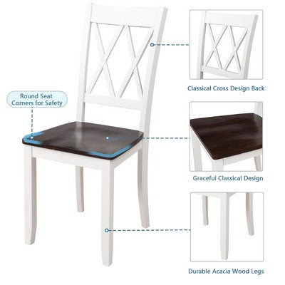 GDFStudio Arlette Farmhouse 5 Piece Wood Dining Set with Cross-Back Armless Chairs