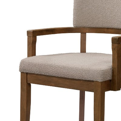 Christopher Knight Home Raisa 5 Piece Farmhouse Rubberwood Dining Set with Boucle Upholstered Chairs