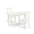 HomeStock 3-Piece Linen White Finish Rectangular Solid Wood Top with Butterfly Leaf Dining Table Set