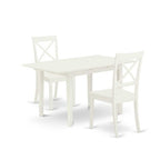 HomeStock 3-Piece Linen White Finish Rectangular Solid Wood Top with Butterfly Leaf Dining Table Set