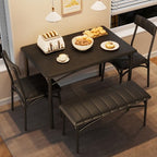 Dining Table Set for 4, Kitchen Table with Chairs, Rectangular Wood Dining Room Table with Upholstered Bench for Small Space, Dinner, Apartment