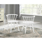 Alwynn White and Natural Wood 5-piece Dining Set, Dining Table with 4 Windsor Chairs