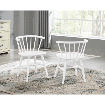 Alwynn White and Natural Wood 5-piece Dining Set, Dining Table with 4 Windsor Chairs