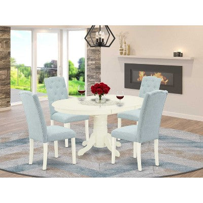 HomeStock 5 Piece Linen White Parsons Dining Set