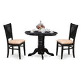 3-Piece Black Finish Solid Wood Top - Dining Room Set - Seats 4