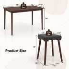 Costway 5PCS Dining Table Set for 4 w/ 4 Upholstered Stools Rubber Wood Legs for Kitchen
