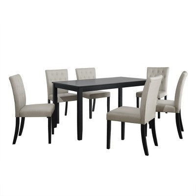 ChaletPosh 7 Pieces Dining Set with Linen Cover Dining Chair