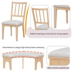GDFStudio Agnes 5 Piece Rustic Round Dining Set with Upholstered Chairs and Curved Bench