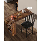 3 Piece Bar Table Set for 2, Bar Table and Chairs Set with with Flip Top Extension, Dining Table Set with Storage Shelves
