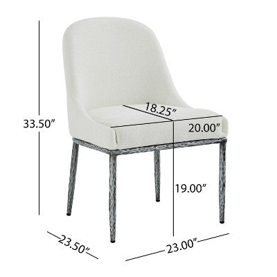 Christopher Knight Home Valeska 5 Piece Industrial Luxe Hand-Forged Sintered Stone Dining Table with Upholstered Dining Chairs