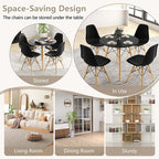 Costway Dining Table Set Modern 5 PCS For 4 Round Dining Room Table Set with Solid Wood Leg Black/Brown/White