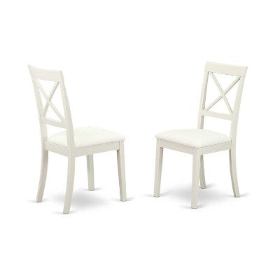 HomeStock 5-Pc Linen White Finish Solid Wood Top - Dining Room Set - Seats 4