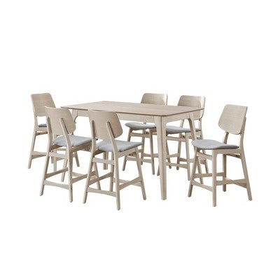 New Classic Furniture,Oscar 7-Piece Wood Counter Dining Set In White Ash