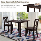 GDFStudio Torquil 3 Piece Ruberwood Dining Set with Foldable Dining Table and 2 X-back Chairs