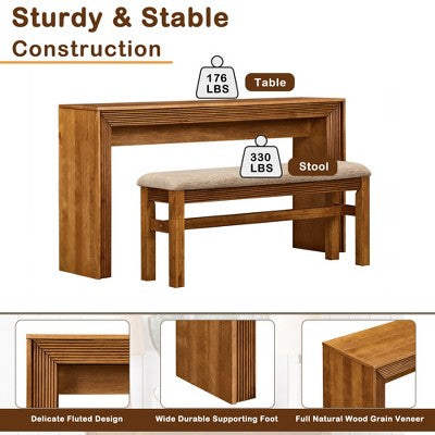 GDFStudio Emily Modern 2 Piece Bar Table Set with Fabric Upholstered Bar Stool