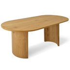 Dining Table Set for 6, Upholstered Dining Chairs with Rattan Backs and Oval Table in Natural Wood-Tone Finish, for Kitchen or Dining Room-Panipeachy