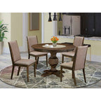 HomeStock Distressed Jacobean 5 Piece Round Dining Set