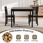Costway 3 PCS Dining Table Set Wooden Square Kitchen Table with 2 Upholstered Chairs Brown/Gray