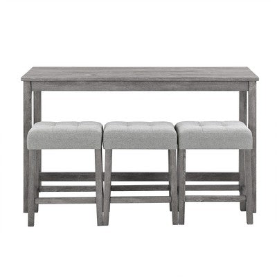 sumyeg Industrial 4-Piece Bar Table Set with Power Outlet in Grey