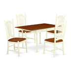 HomeStock 5-Pc Buttermilk and Cherry Solid Wood Top - Dining Room Set with Dropleaf - Seats 4