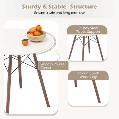Costway Dining Table Set Modern 5 PCS For 4 Round Dining Room Table Set with Solid Wood Leg Black/Brown/White