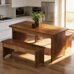GDFStudio Ichi Farmhouse 3 Piece Wood Dining Set