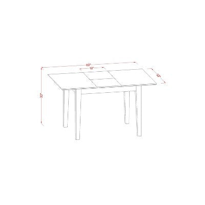 5 Piece Dining Table Set for 4, Rectangle Kitchen Table with Butterfly Leaf and 4 Chairs, Mahogany Finish, 32x60 Inch