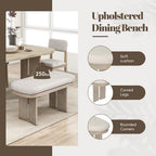 Solid Wood Dining Table Set with Bench for 5, 6 Pieces Upholstered Rectangular Dining Room Table Set with 4 Chairs & Bench