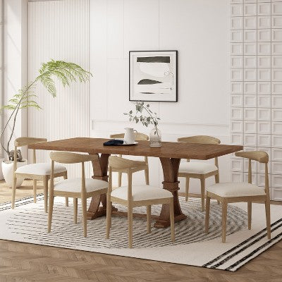 Christopher Knight Home Covey 7 Pieces Contemporary Upholstered Wood Expandable Dining Set