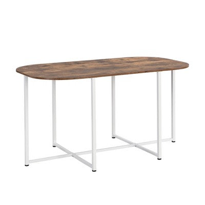 Modern Marble Dining Table Set for 6 with Metal Frame, Rectangular Marble Sticker Table and 6 Chairs for Dining Room Kitchen