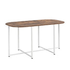 Modern Marble Dining Table Set for 6 with Metal Frame, Rectangular Marble Sticker Table and 6 Chairs for Dining Room Kitchen