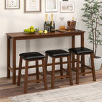 Costway 4-Piece Bar Table Set w/ Power Outlet Counter-Height Table & 3 Bar Stools