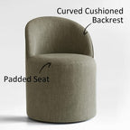 Dining Table Set for 6, Oval 79 Table and Linen Fabric Upholstered Barrel Chairs with Casters, for the Dining Room-Panipeachy