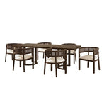 Christopher Knight Home Lythor 7 Piece Cane and Rubberwood Upholstered Dining Set