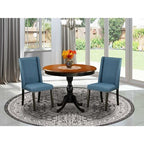 3-Piece Black and Cherry Finish Solid Wood Top - Dining Room Set with High Back - Seats-4