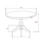 HomeStock Round Pedestal Dinette Set Wirebrushed Black Linen Fabric Chairs